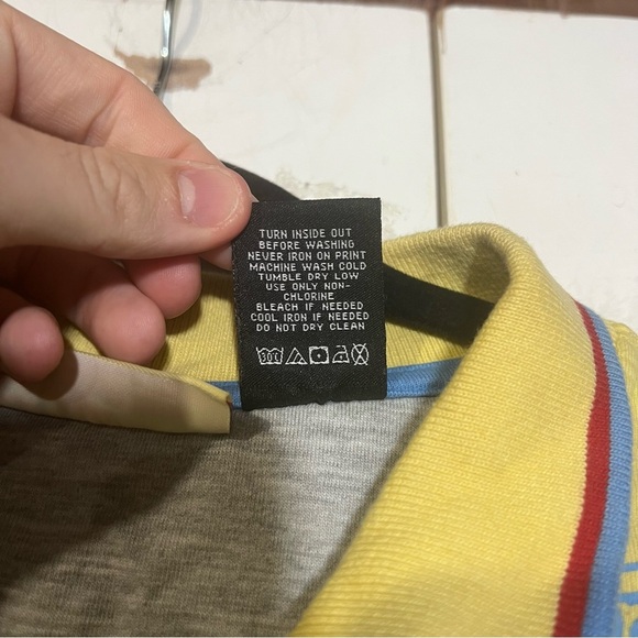 Y2K Paco Jeans Printed Polo Shirt Bling Bling Bling Yellow Red Blue Size 3X - Picture 10 of 11